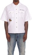 Billionaire Boys Club BB Aura Oversize Short Sleeve Cotton Button-Up Work Shirt