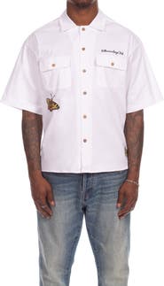 Billionaire Boys Club BB Aura Oversize Short Sleeve Cotton Button-Up Work Shirt