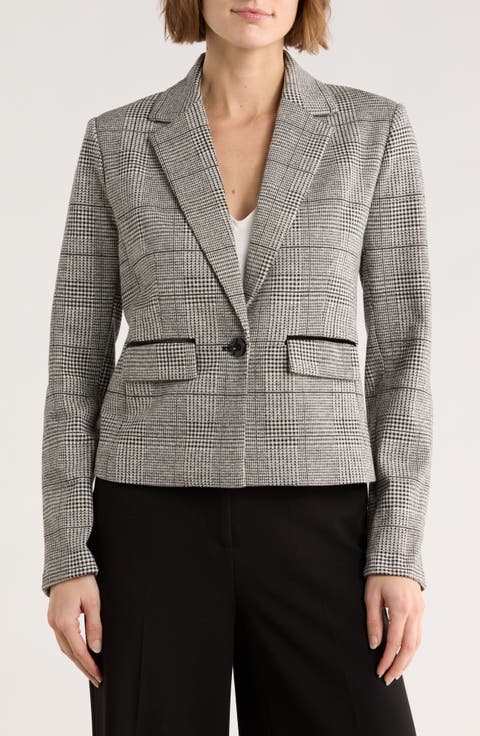 Glen Plaid Notch Lapel Blazer