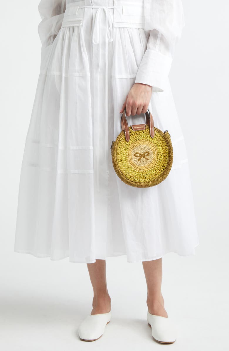 Anya Hindmarch Small Bow Round Raffia Tote, Alternate, color, Gordal