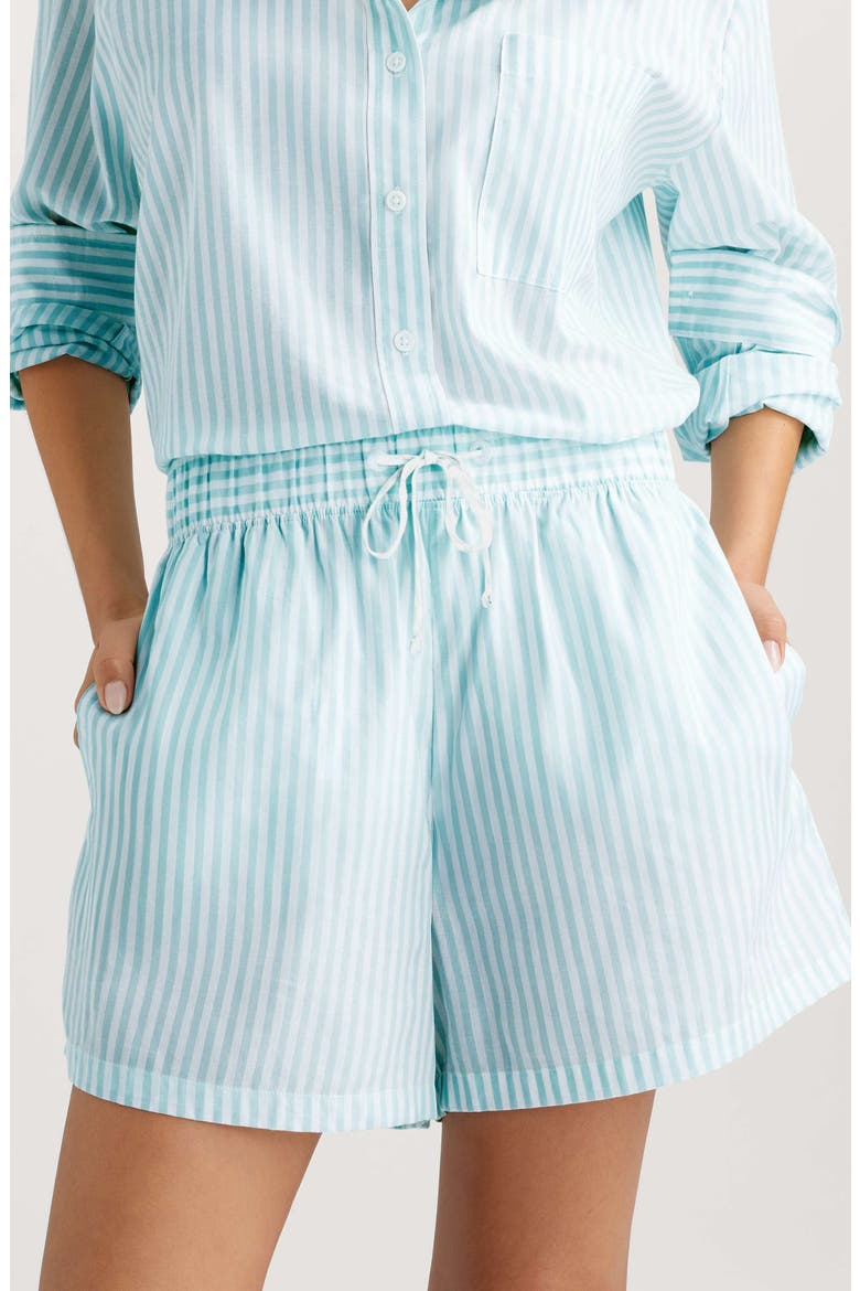 Stripe High Waist Woven Sleep Shorts, Main, color, CLEARWATER COASTAL STRIPE