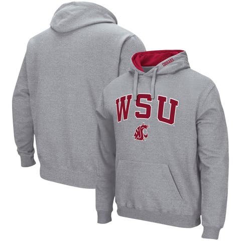Men's Colosseum Heather Gray Washington State Cougars Arch & Logo 3.0 Pullover Hoodie