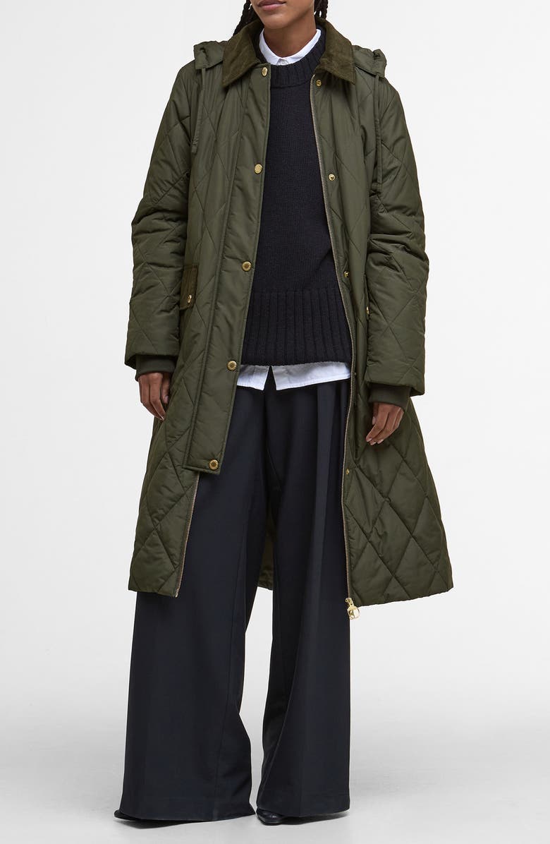 Barbour Meredith Quilted Coat, Main, color, Olive/ Ancient Tartan
