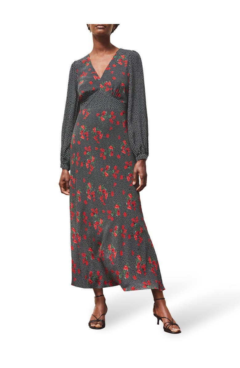 Ro&Zo Floral And Spot Mix Dress, Alternate, color, Red
