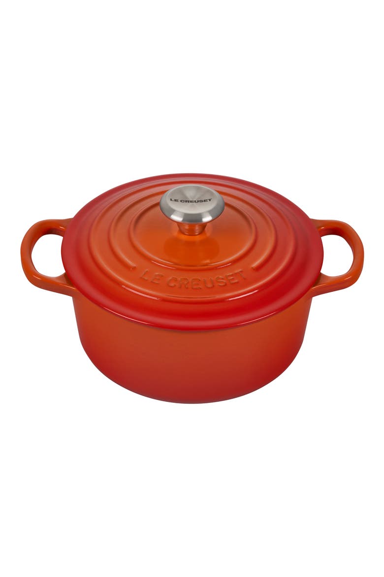 Signature 2-Quart Round Enameled Cast Iron Dutch Oven, Main, color, FLAME