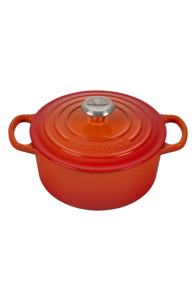 Le Creuset Signature 2-Quart Round Enameled Cast Iron Dutch Oven, Main, color, Flame