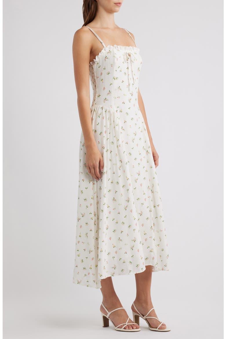 Floral Midi Dress, Alternate, color, WHITE MULTI