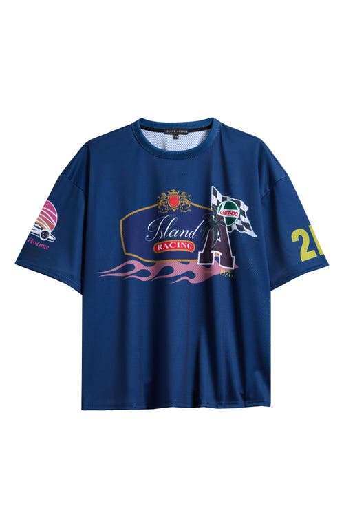 Island Avenue Island Racing Mesh Graphic T-shirt In Blue