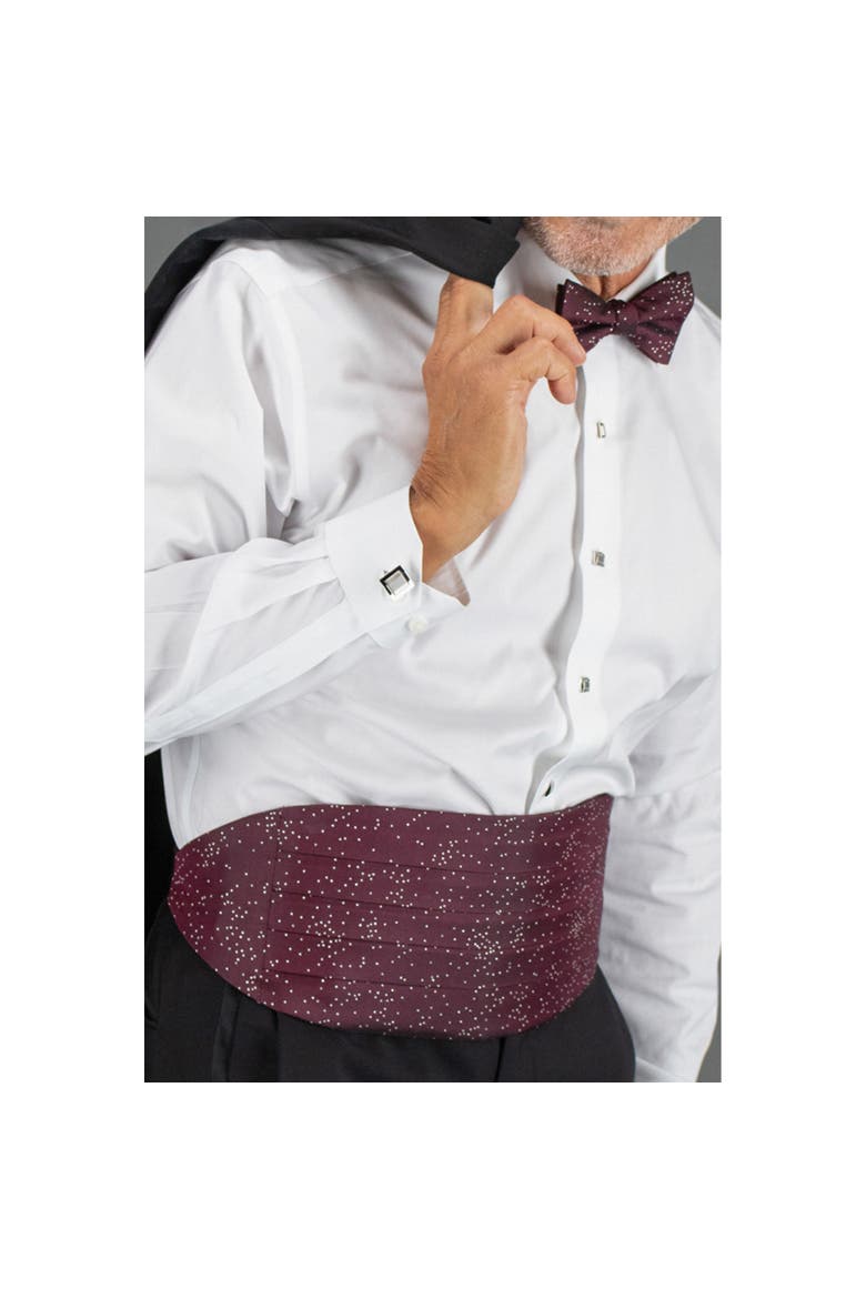 Mystere Metallic Star Light Cummerbund, Alternate, color, Merlot