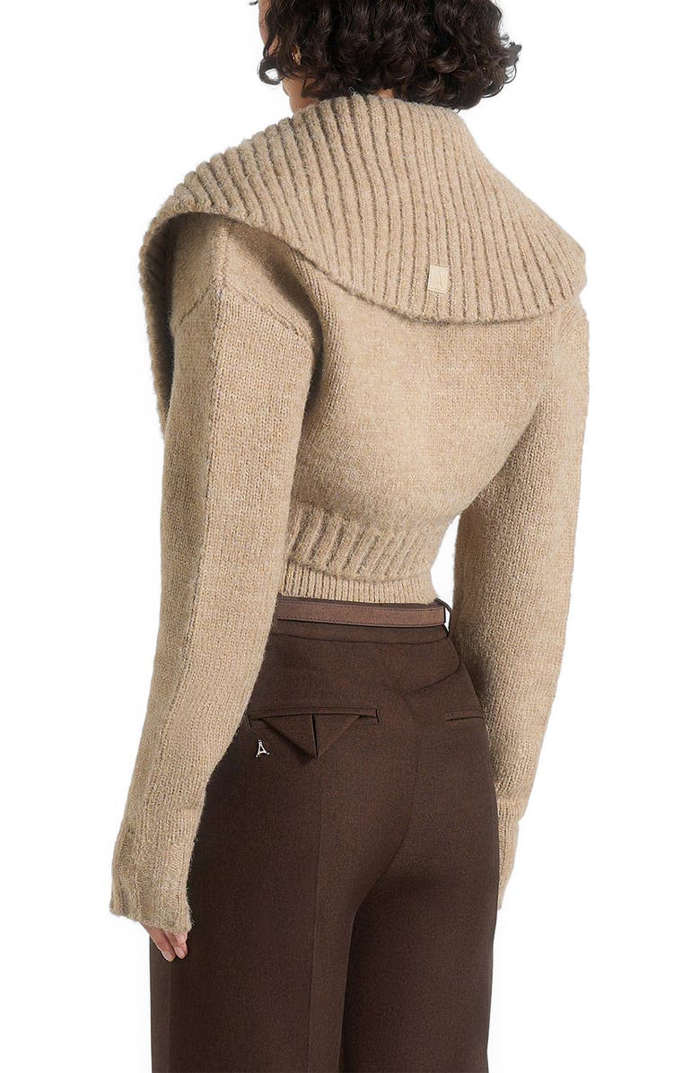 Manière De Voir Emya 2-in-1 Knit Shrug With Twisted Bandeau Top, Alternate, color, Taupe