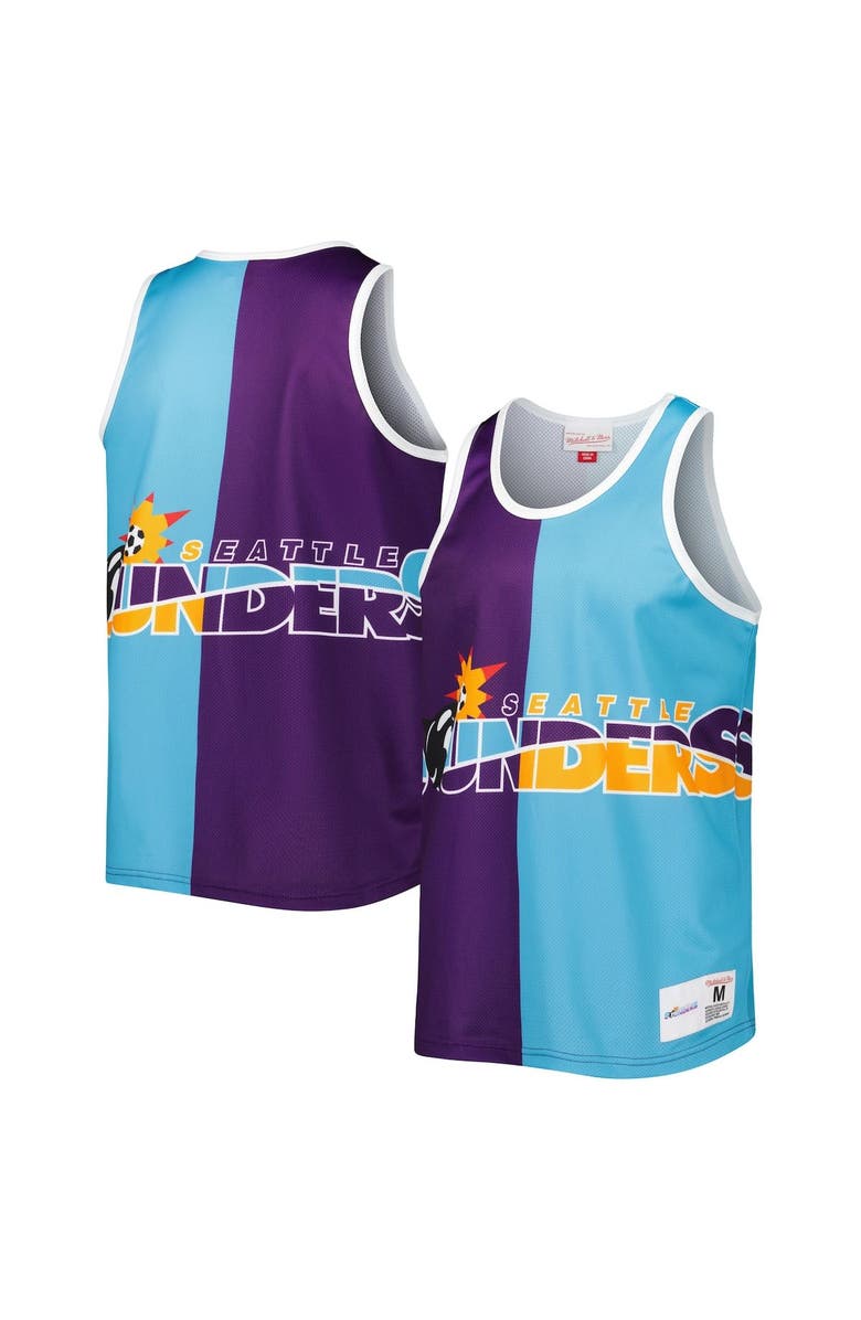 Mitchell & Ness Men's Mitchell & Ness Purple/Blue Seattle Sounders FC Sublimated Split Logo Tank Top, Main, color, Purple