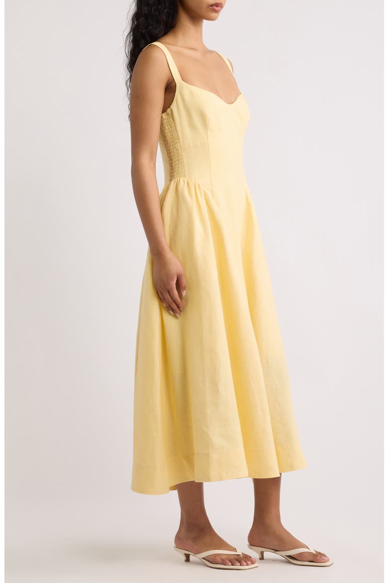 Birdie Fit & Flare Linen Midi Dress, Alternate, color, RAY OF LIGHT