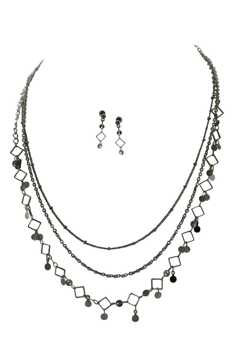 OLIVIA WELLES Nuo Necklace & Earrings Set, Main, color, Silver