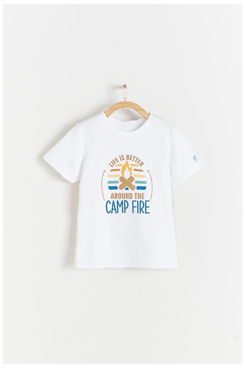 Sunset Striped Printed Short Sleeve T-Shirt for Infant, Main, color, OFF WHITE