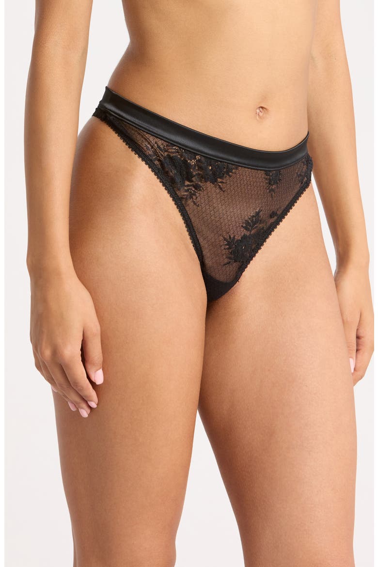 Louise Lace Thong, Alternate, color, BLACK