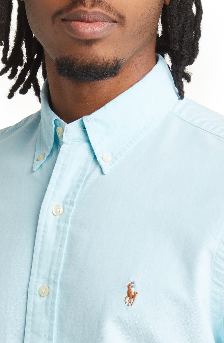 Polo Ralph Lauren Classic Fit Short Sleeve Button-Down Oxford Shirt, Alternate, color,