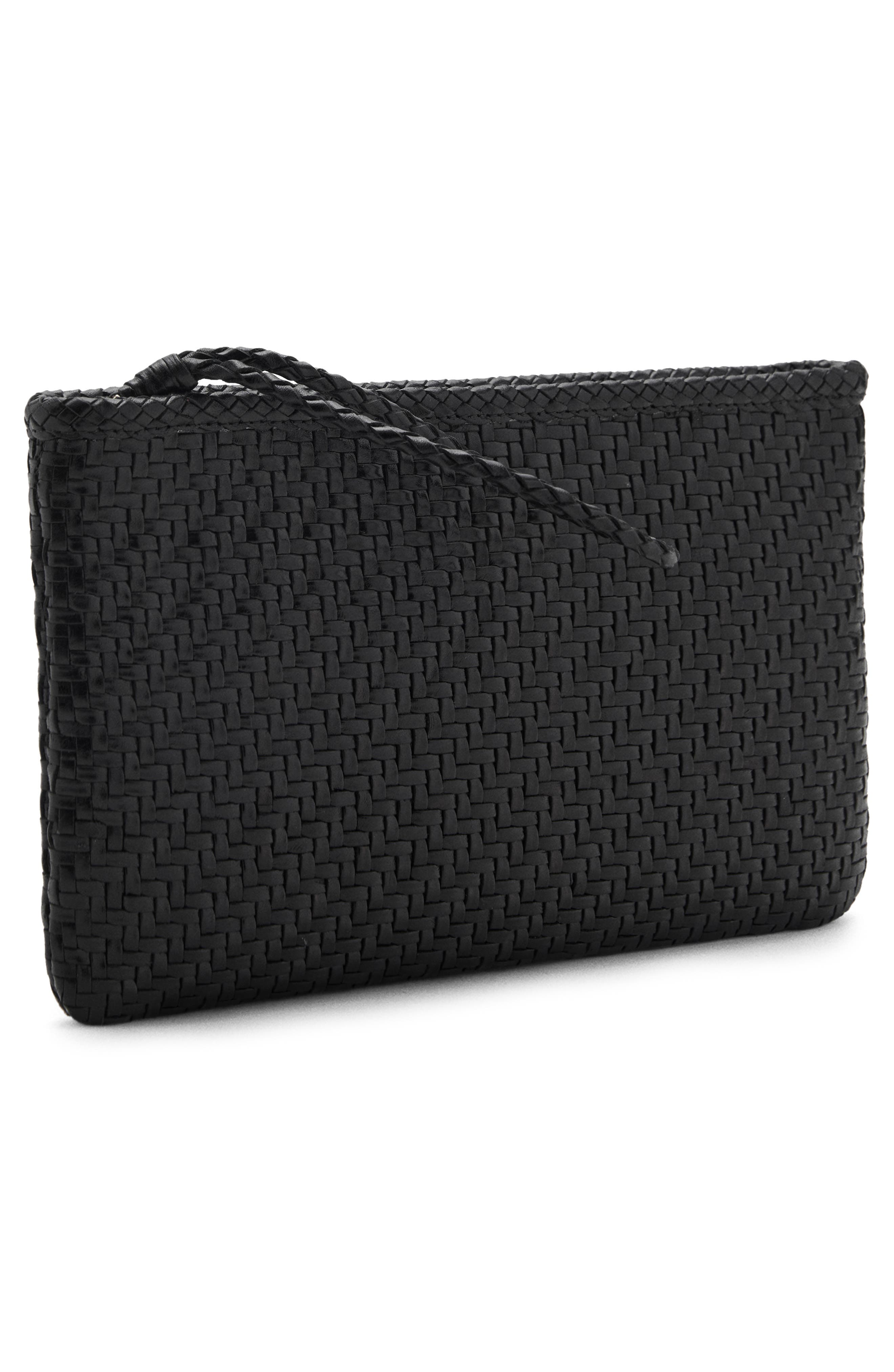 MANGO Braided Leather Clutch, Alternate, color, 