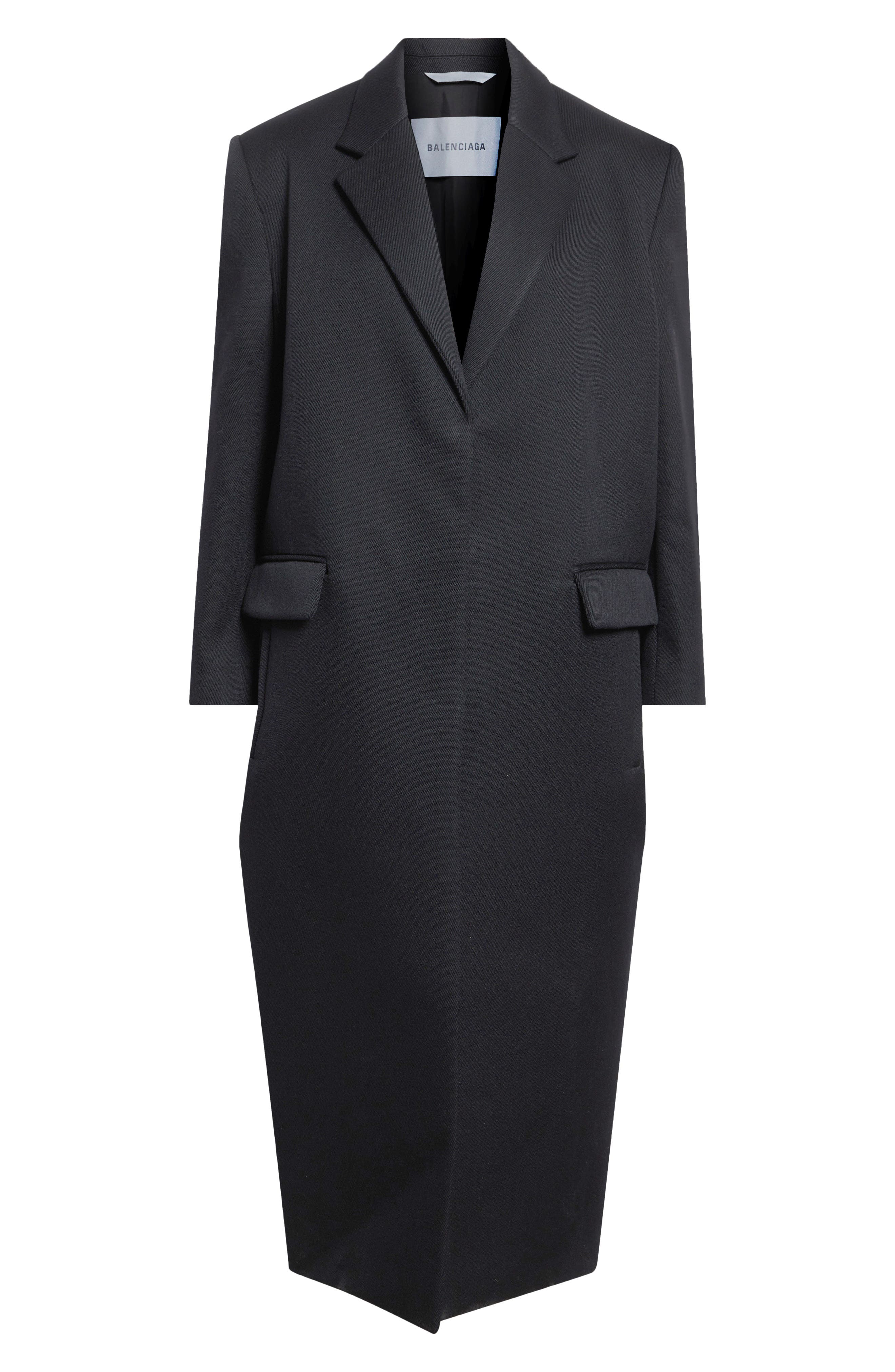 Balenciaga Wool Gabardine Long Sack Coat (Women) | Nordstrom