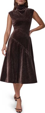Donna Karan New York Metallic Plissè Midi Dress