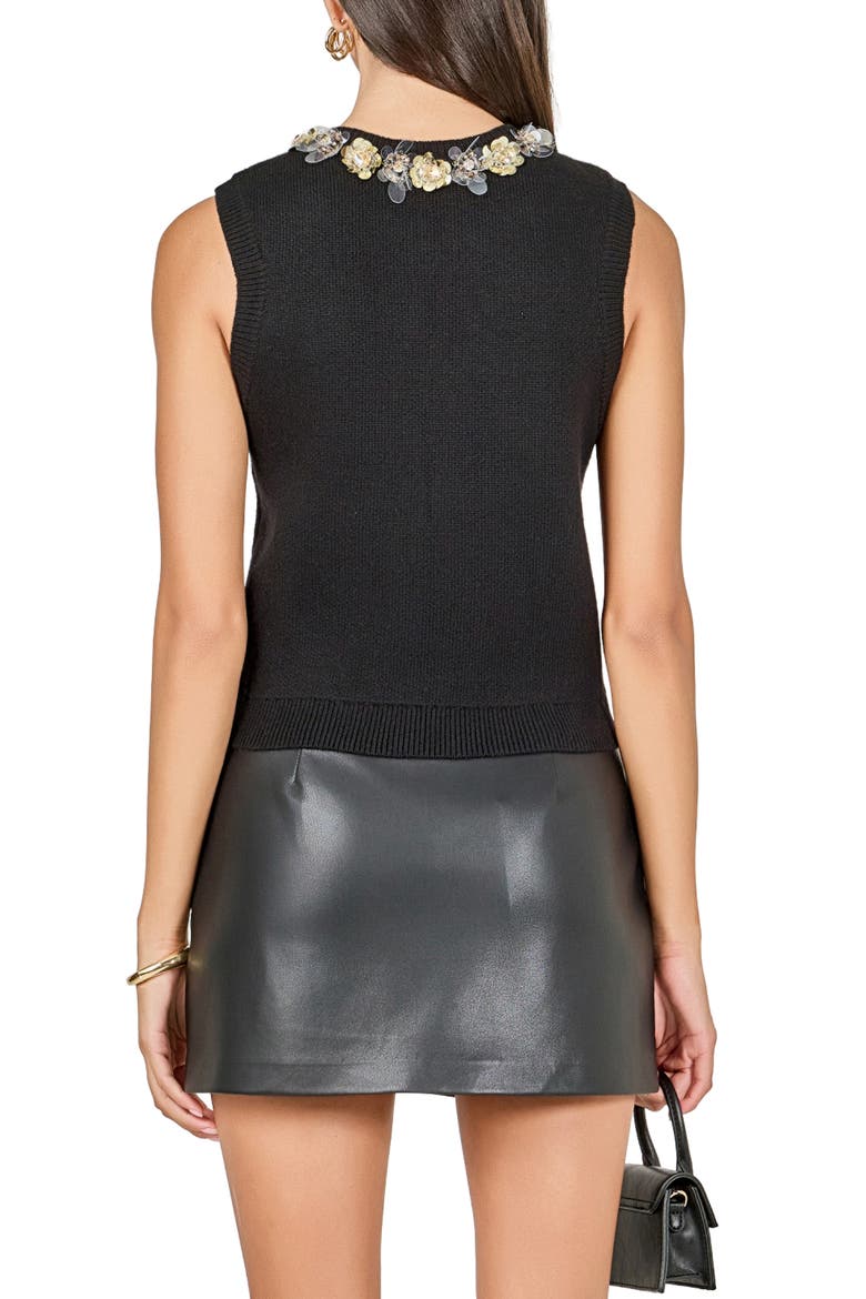 Jewel Trim Sweater Tank, Alternate, color, BLACK