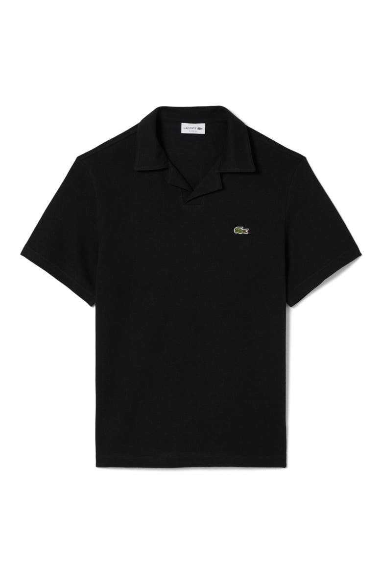Johnny Collar Cotton & Linen Piqué Polo, Main, color, BLACK