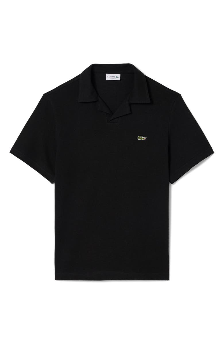 Lacoste Johnny Collar Cotton & Linen Piqué Polo, Main, color, Black