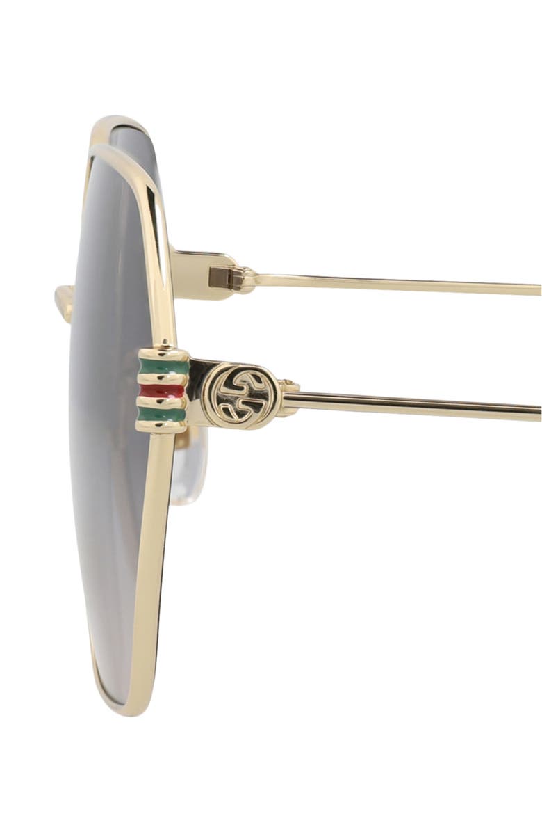 Gucci 60mm Geometric Sunglasses, Alternate, color, Gold Gold Grey