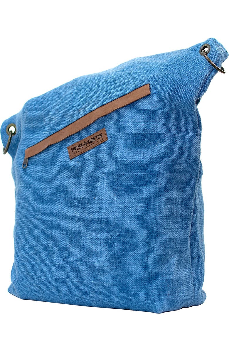 VINTAGE ADDICTION Foldover Jute & Leather Crossbody Bag, Main, color,