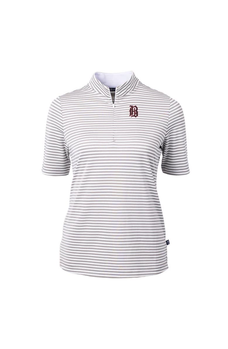Cutter & Buck Women's Cutter & Buck Gray Birmingham Barons Virtue DryTec Eco Pique Stripe Recycled Top, Alternate, color, 