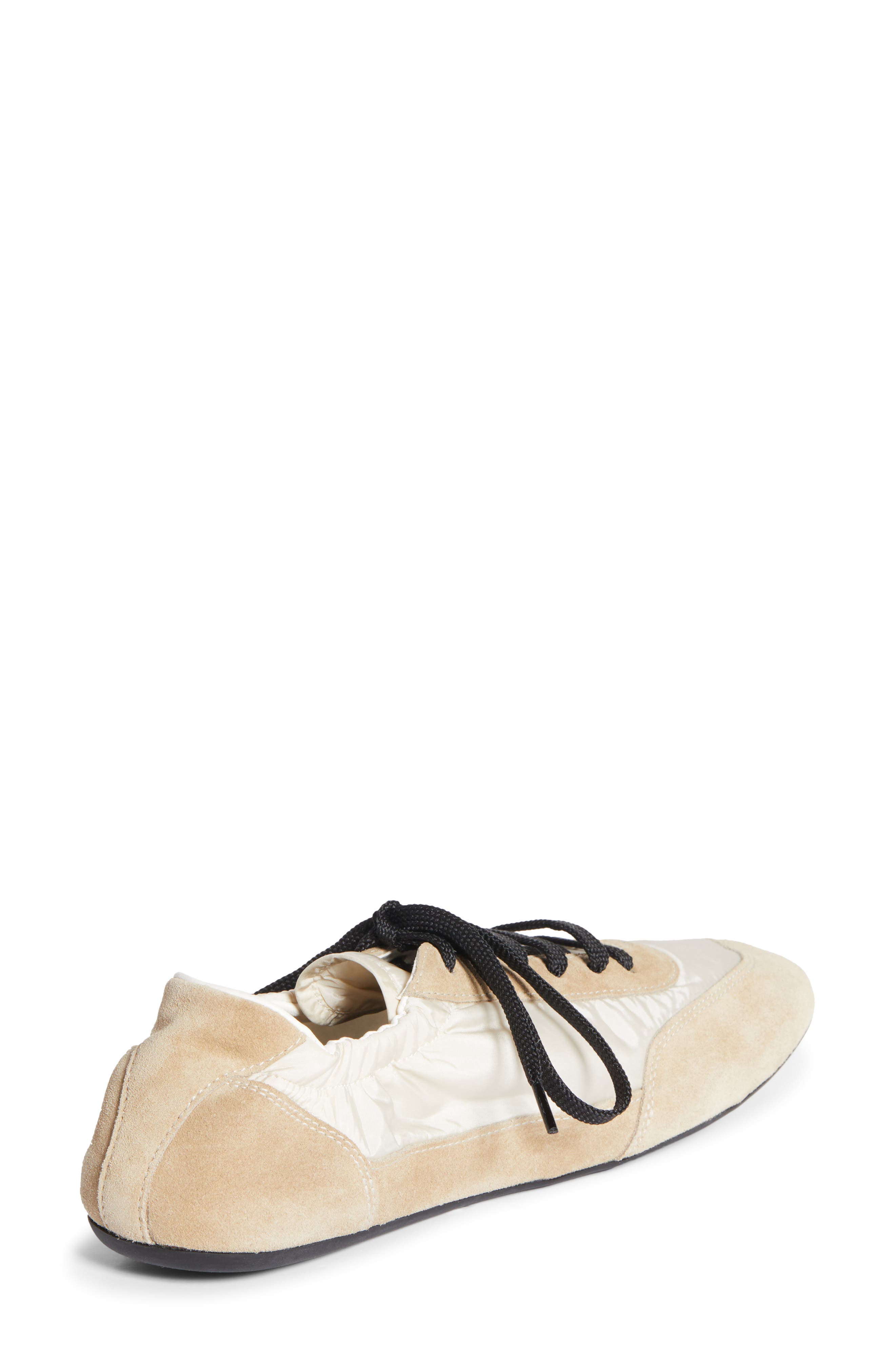 Prada Collapse Mixed Media Low Top Sneaker, Alternate, color, Beige