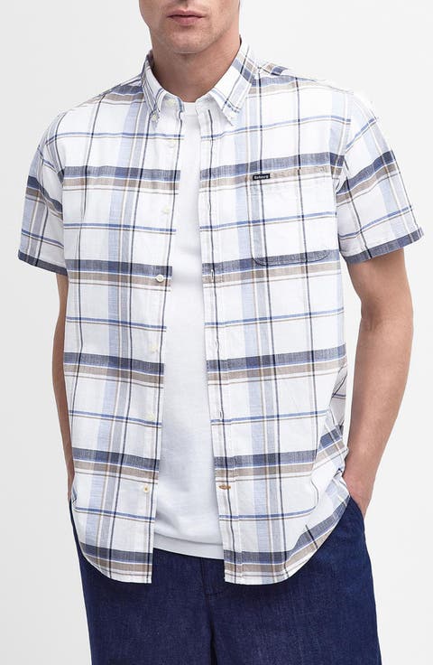 Dudley Plaid Short Sleeve Cotton Button-Up Shirt
