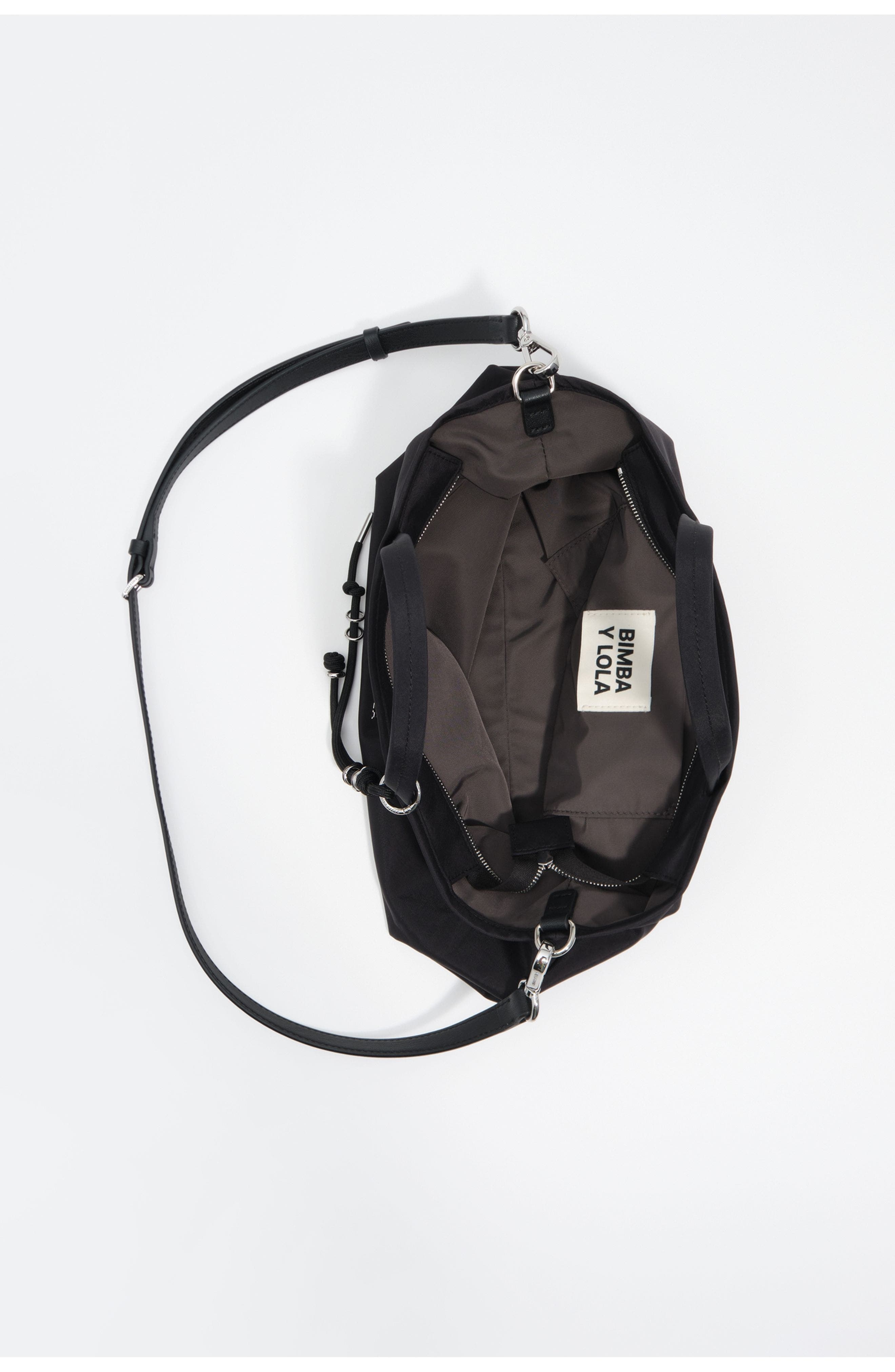 Medium Nylon Shopper Bag, Alternate, color, BLACK