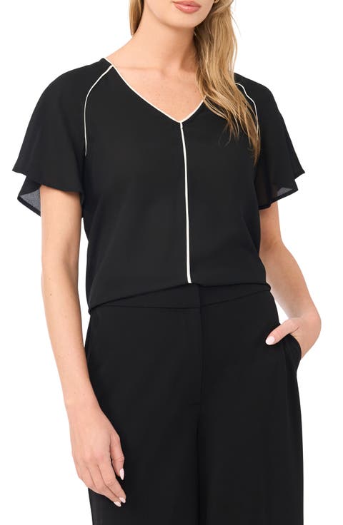 Piped Flutter Sleeve Top