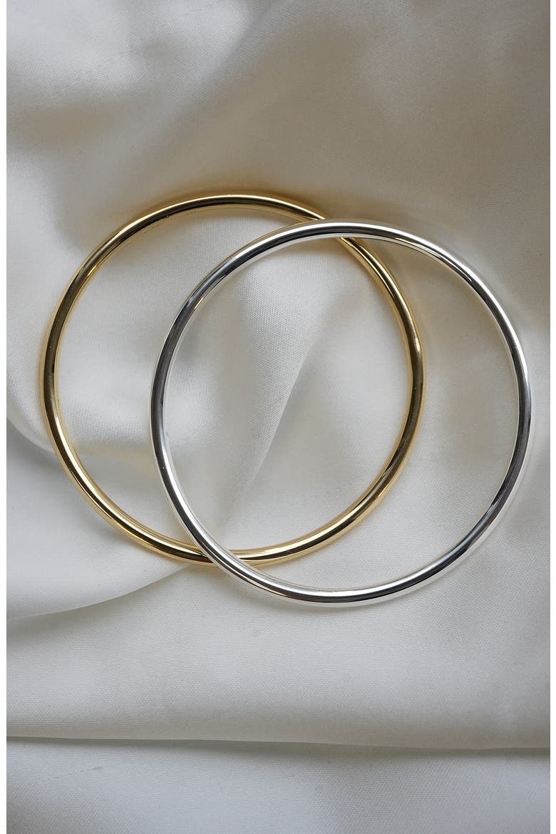 Two-Tone Bangle Set, Alternate, color, GOLD/ SILVER