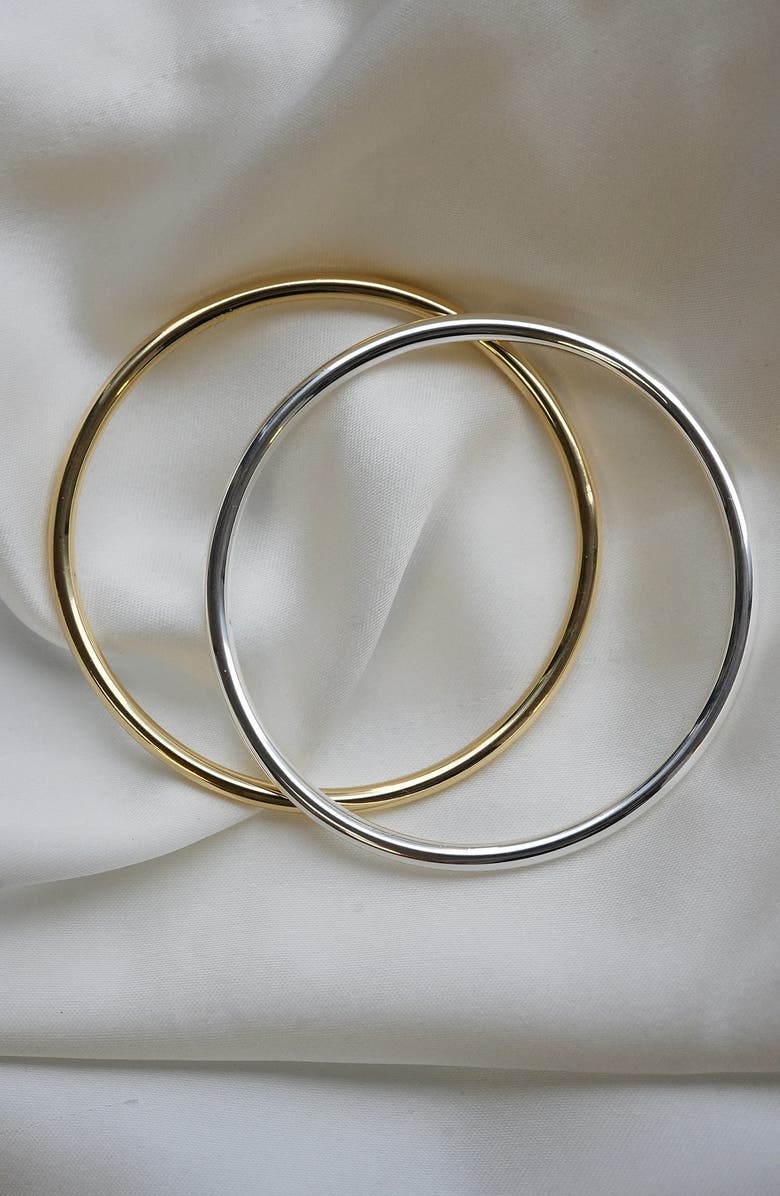 Argento Vivo Sterling Silver Two-Tone Bangle Set, Alternate, color, Gold/ Silver