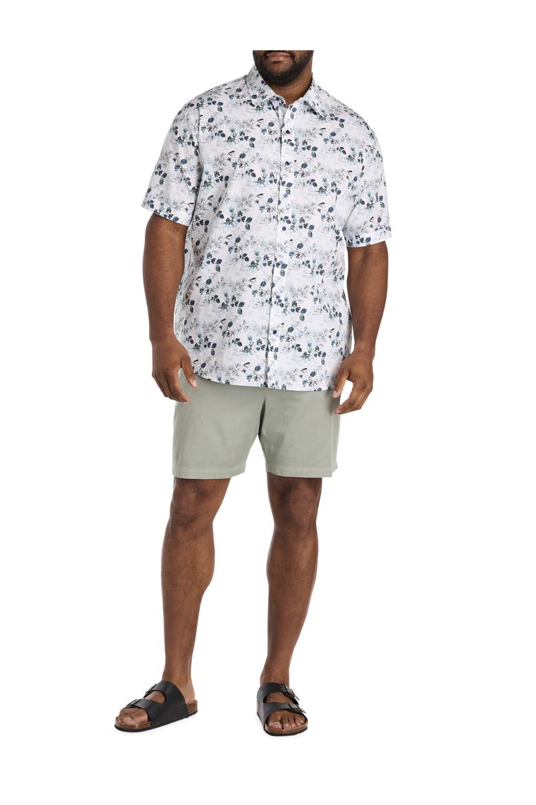 Big & Tall Watercolor Floral Sport Shirt V2, Alternate, color, BLUE GREEN