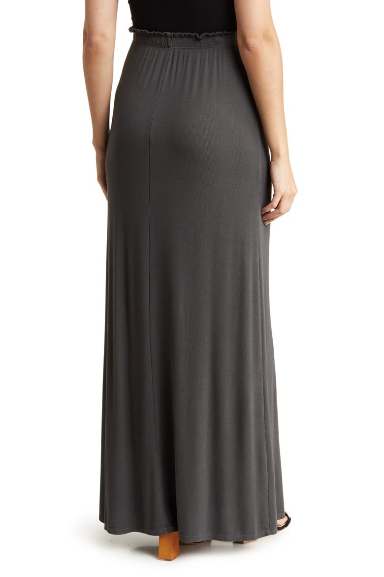 One Slit Ruffle Maxi Skirt, Alternate, color, BLACK