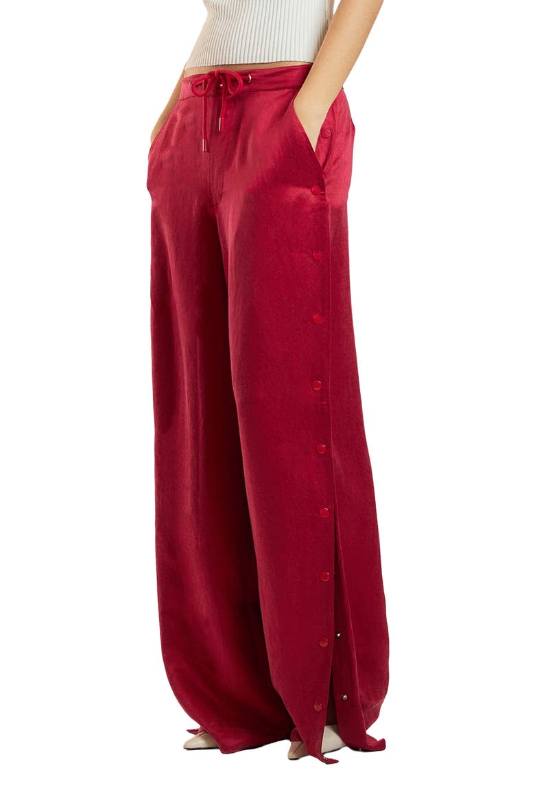 Wide Leg Snap Pants, Alternate, color, Red
