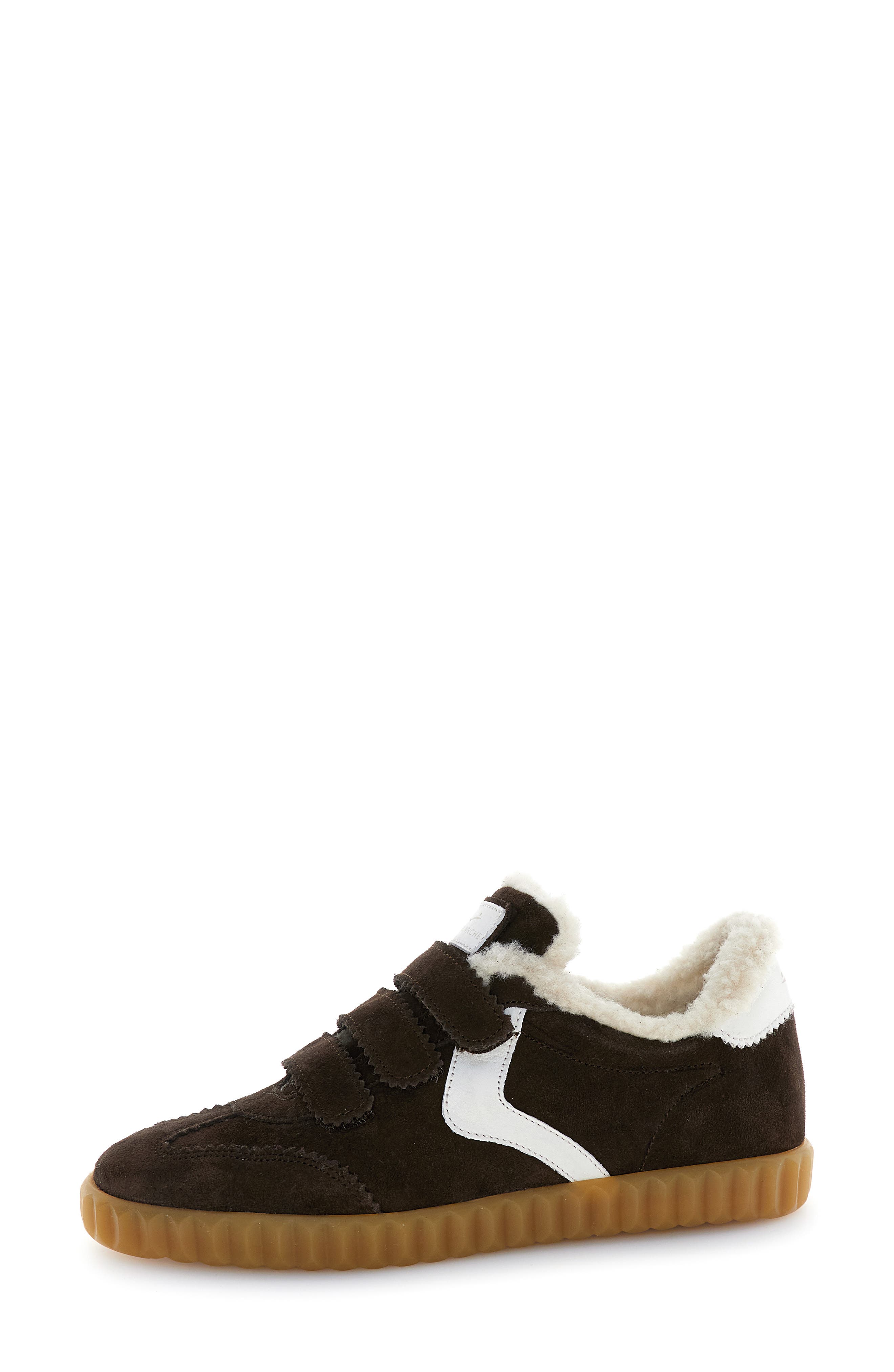 Voile Blanche Ines Faux Shearling Sneaker, Main, color, Dk Brown