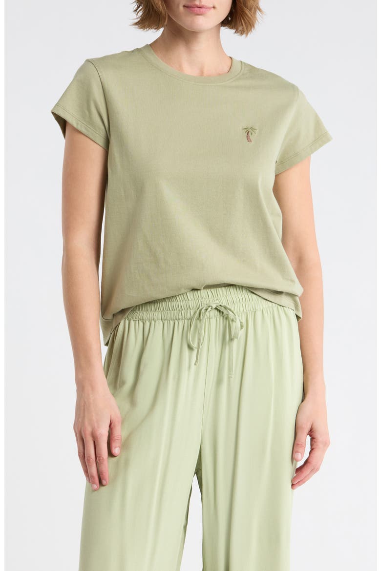 Palm Embroidered T-Shirt, Main, color, PISTACHIO