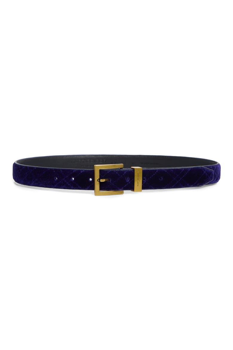 Quilted Velvet Belt, Main, color, DARK PURPLE