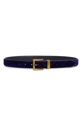 Kurt Geiger London Quilted Velvet Belt In Blue