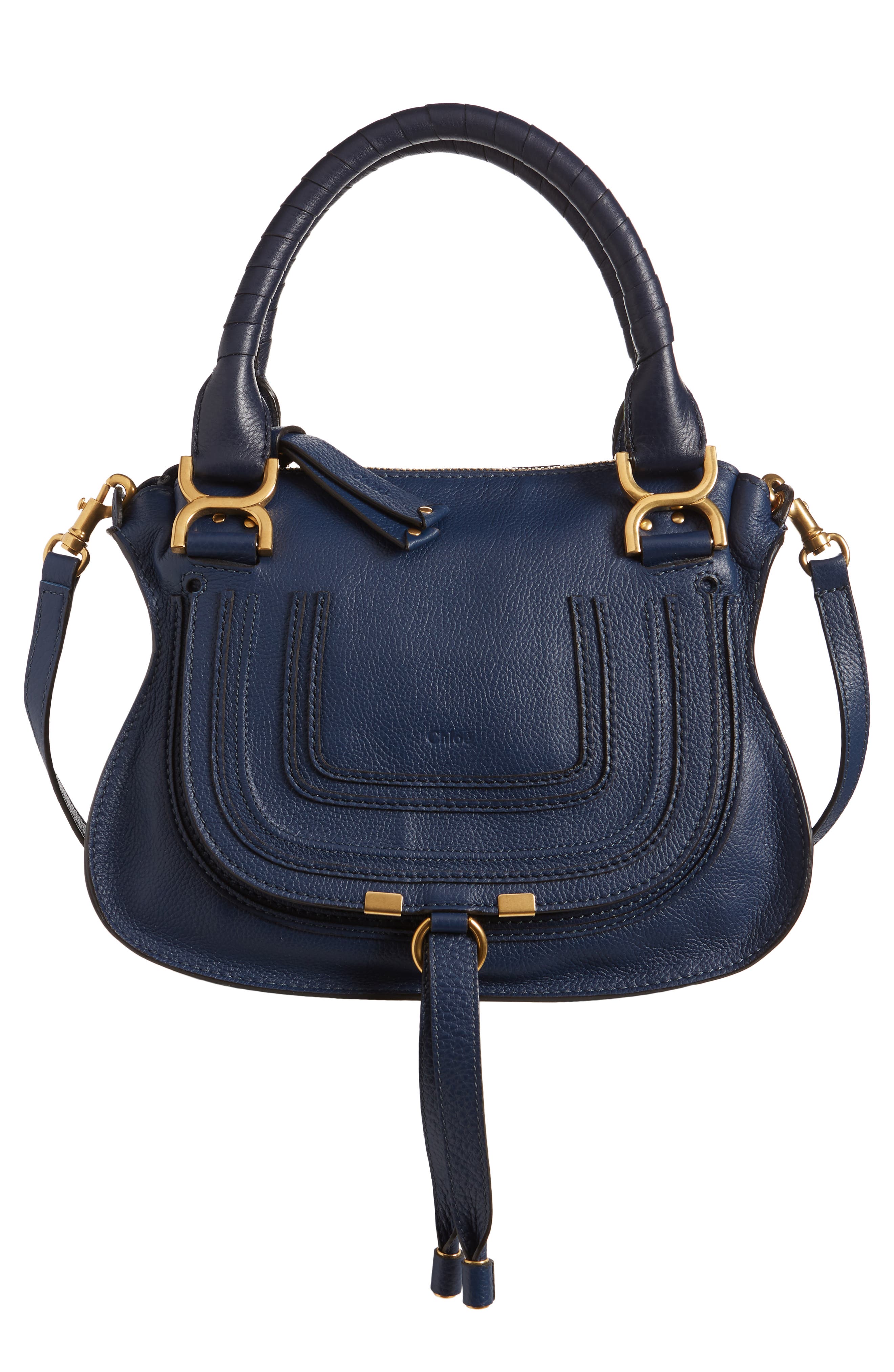 Small Marcie Calfskin Leather Satchel, Main, color, DEEP OCEAN