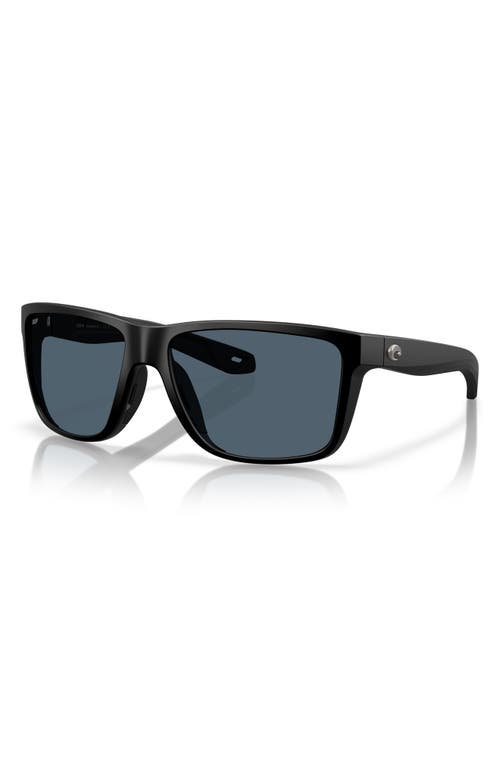 Costa Del Mar Broadbill Ii 58mm Polarized Rectangular Sunglasses In Matte Black/gray 580p