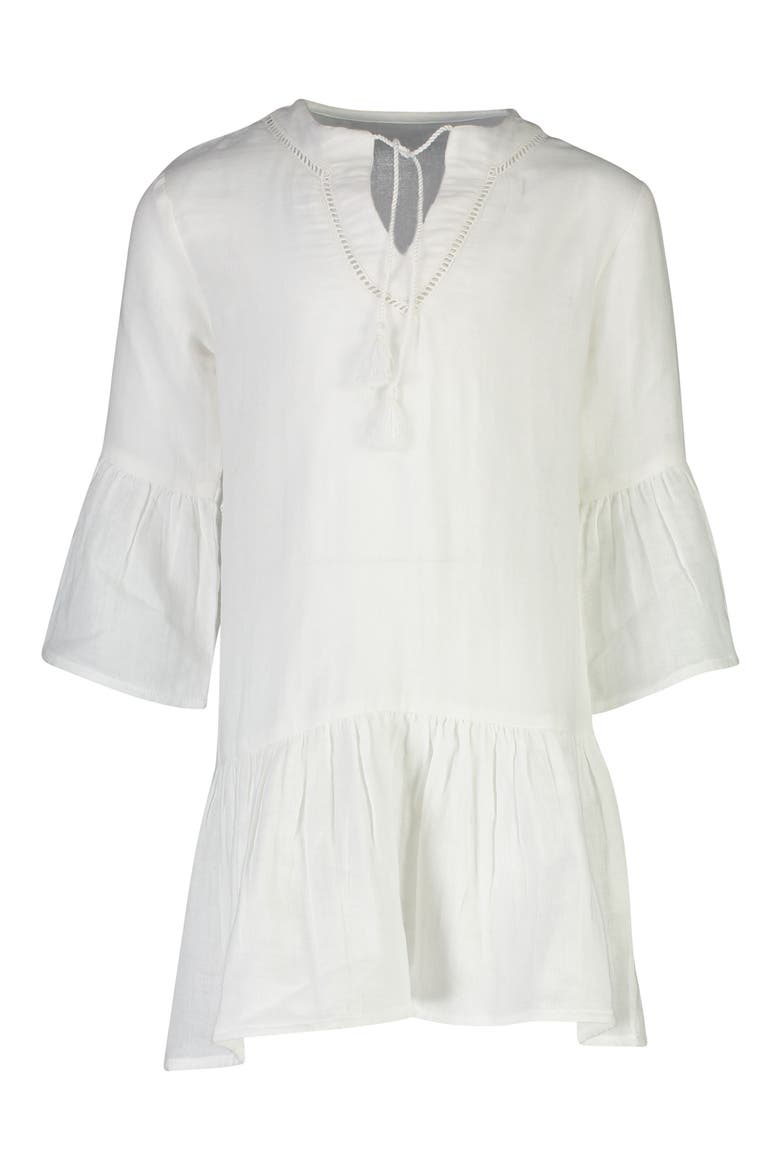 Fluted Organic Cotton Cover-Up Caftan, Main, color, WHITE