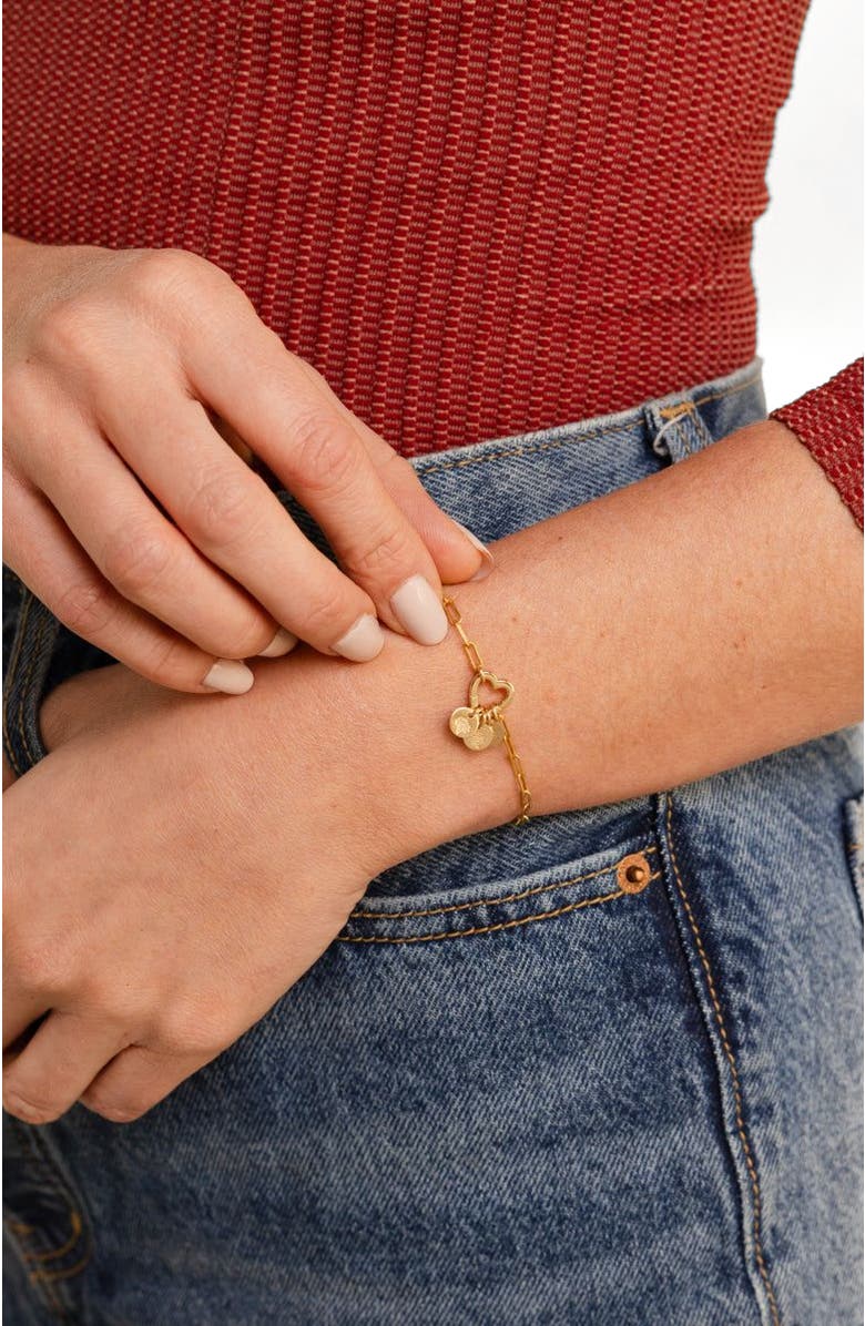 MADE BY MARY Jude Charm Bracelet with CZ Link Lock, Alternate, color, Gold Filled