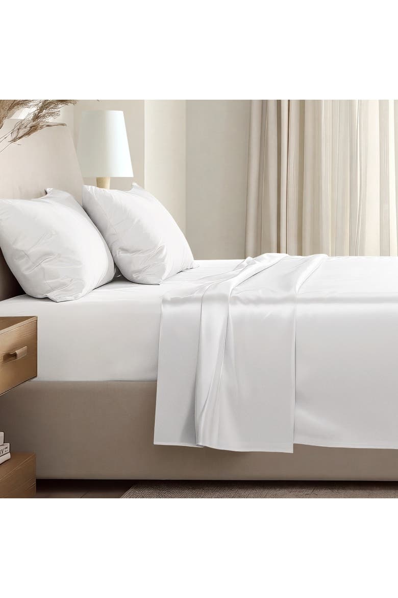 400 Thread Count Organic Cotton Sateen Sheet Set - Split King, Alternate, color, White