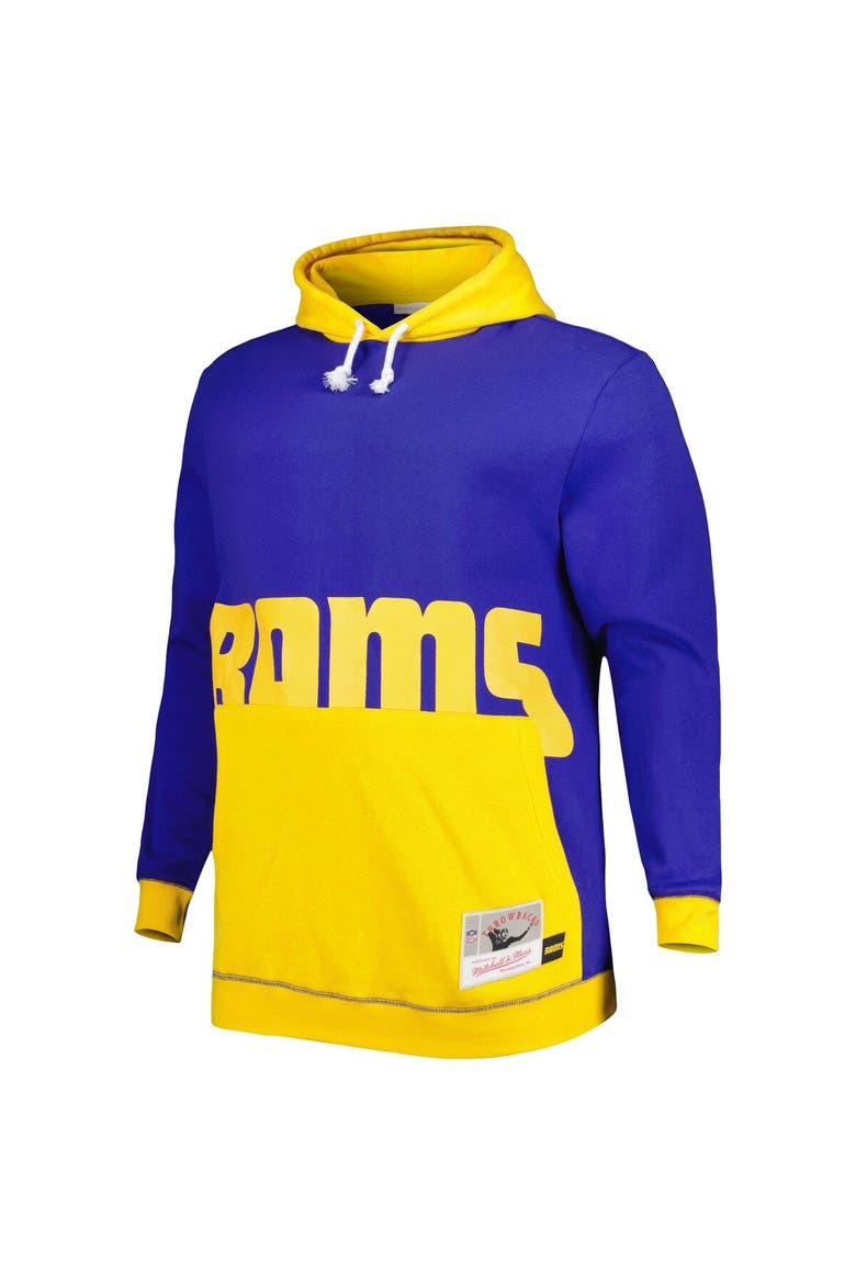 Men's Mitchell & Ness Royal/Gold Los Angeles Rams Big & Tall Big Face Pullover Hoodie, Alternate, color, Royal