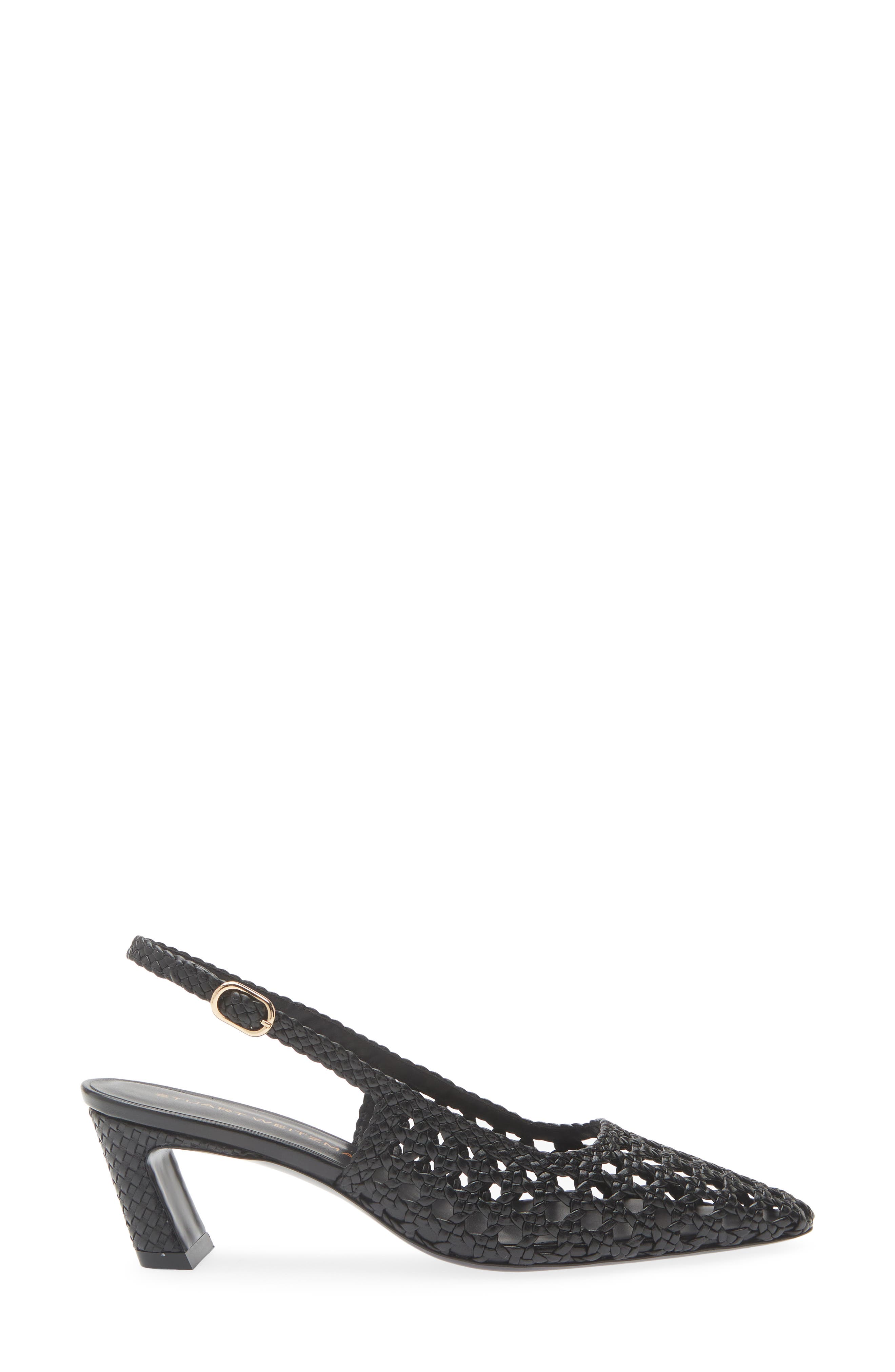 Stuart Weitzman Stassi Woven Slingback Pump, Alternate, color, Black