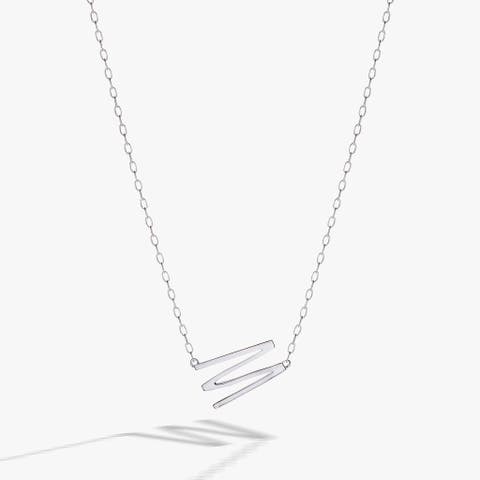 Silver Elongated Initial Pendant Necklace